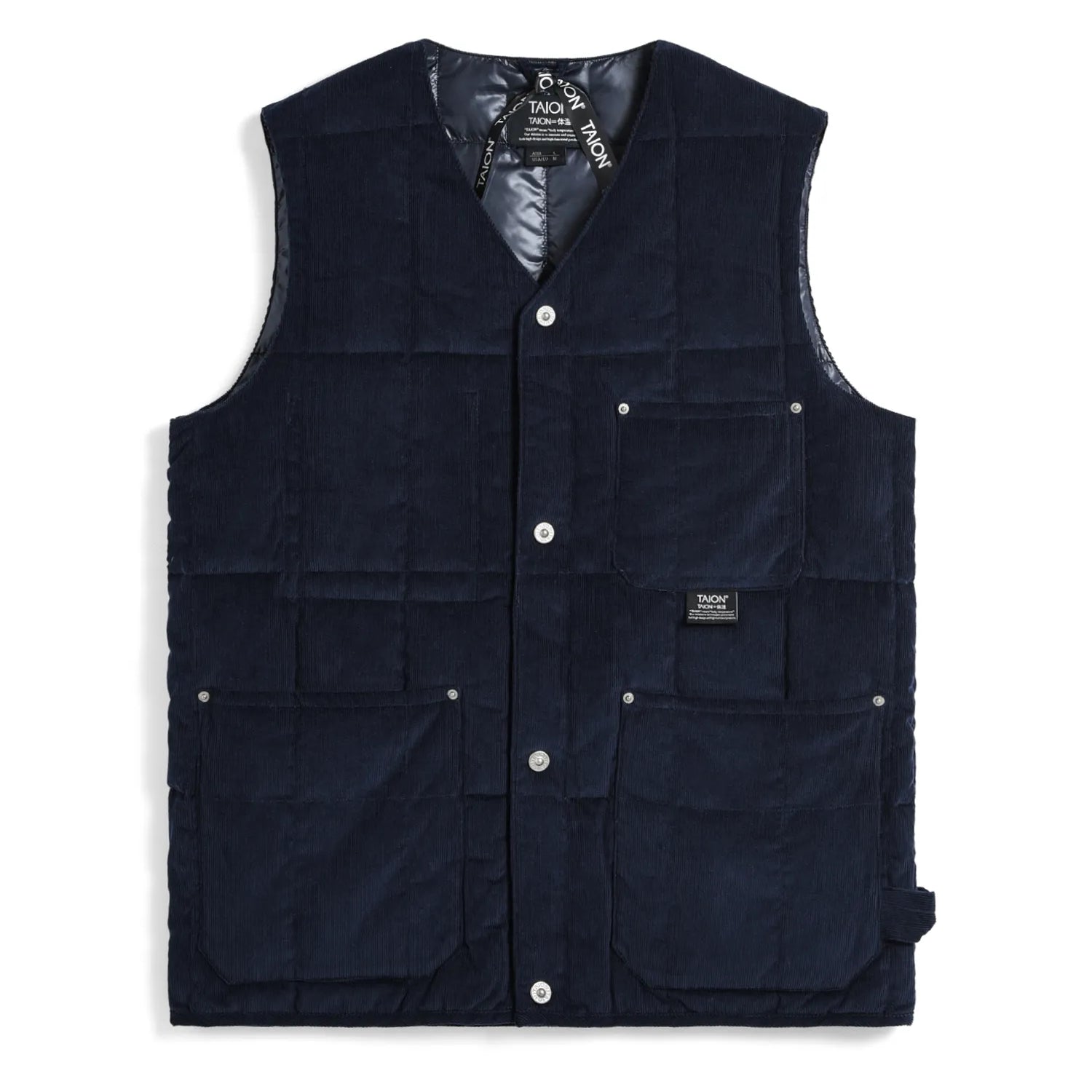 Unisex Work V Neck Button Corduroy x Down Vest
