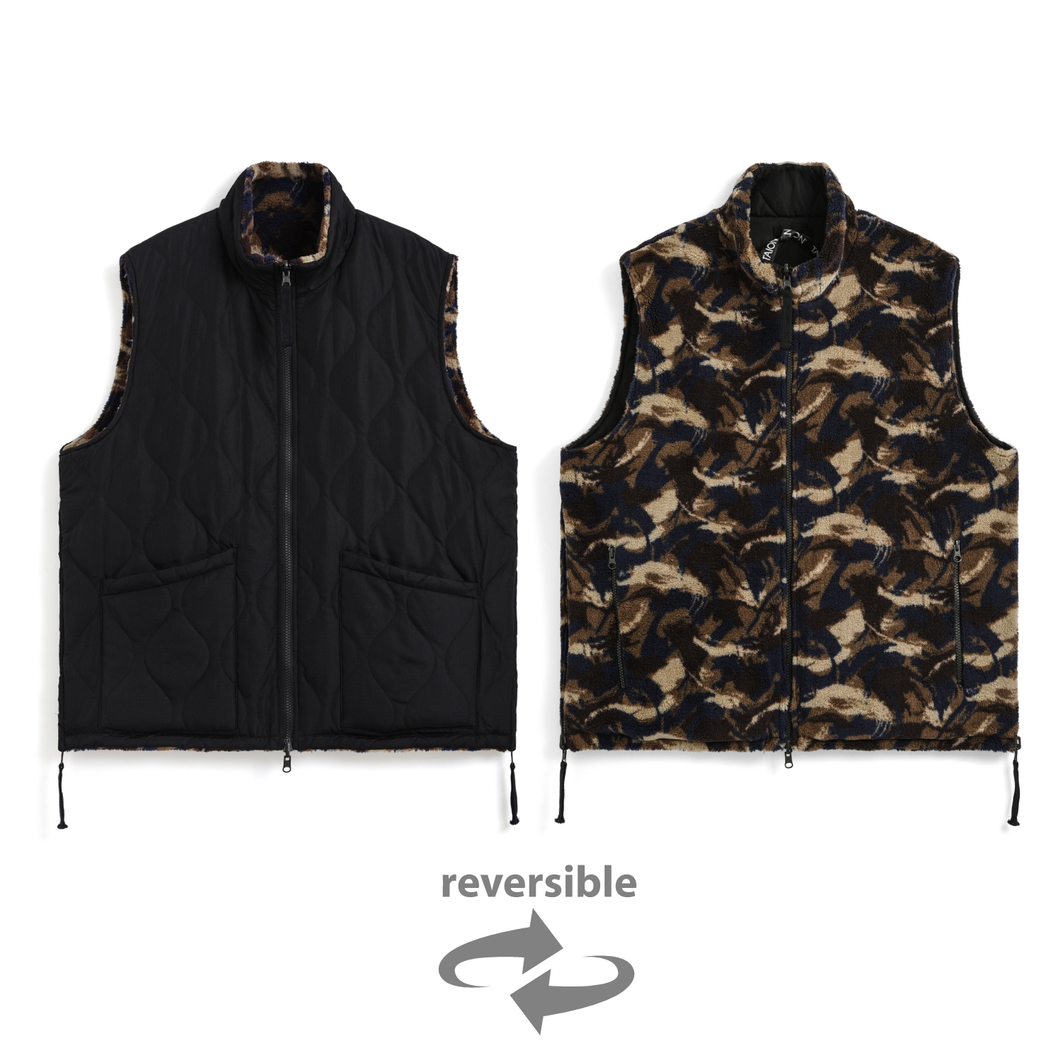 Unisex Military Reversible Hi-Neck Down Vest (Hard Shell)