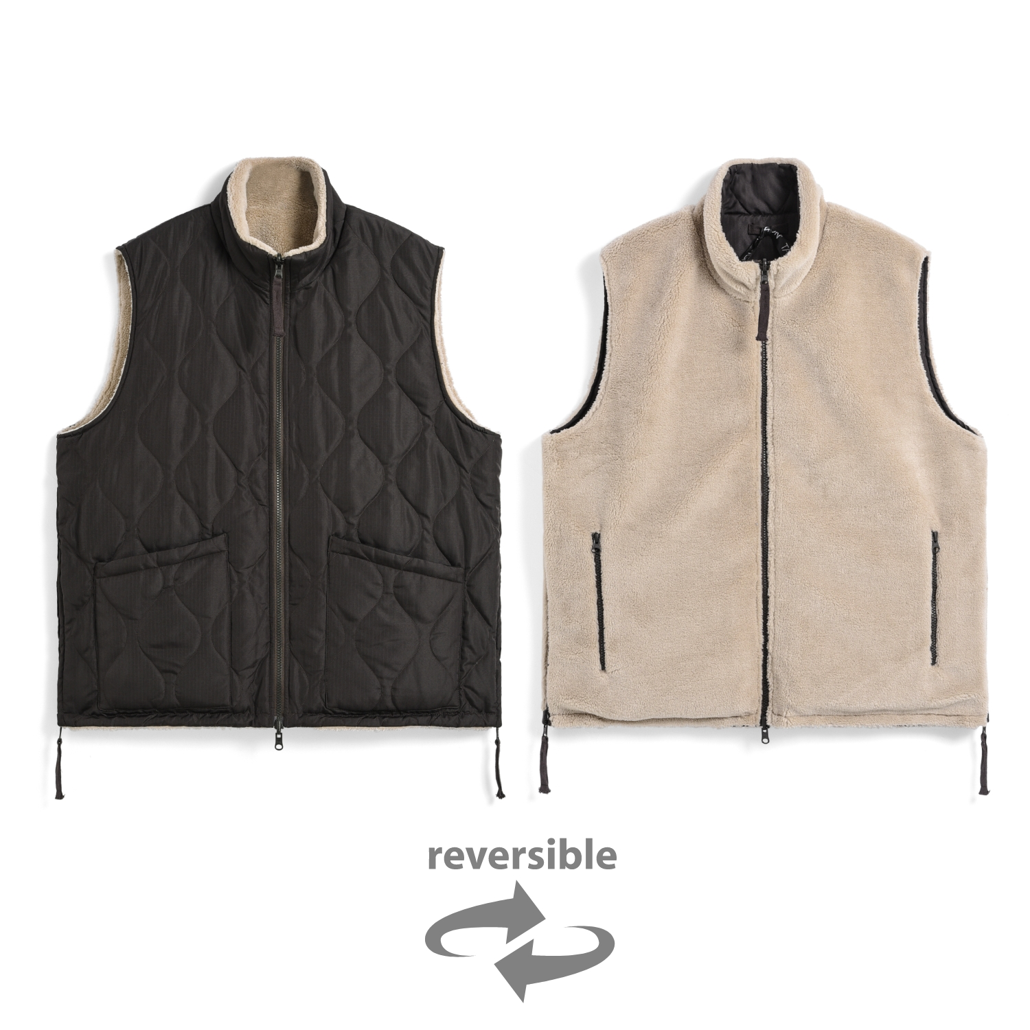 Unisex Military Reversible Hi-Neck Down Vest (Hard Shell)