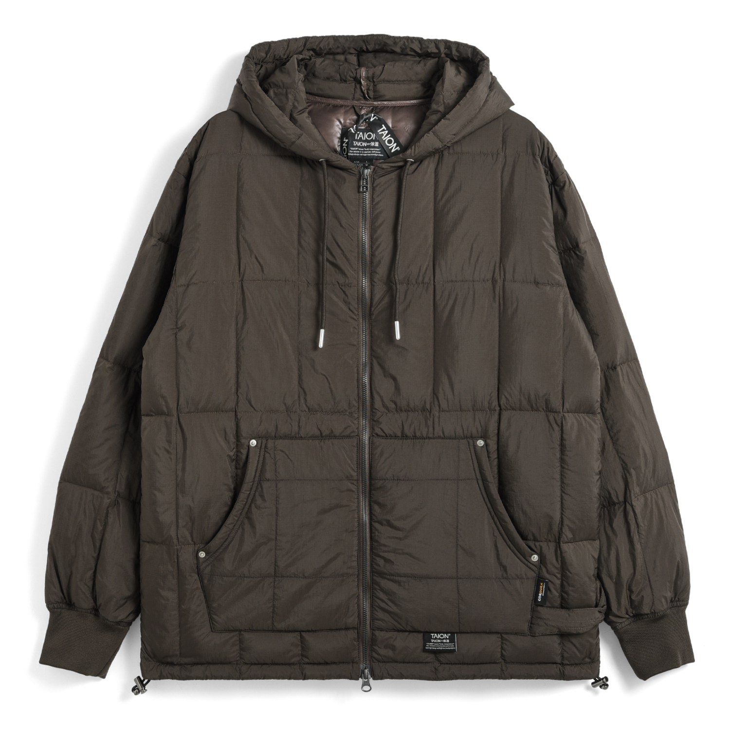 Unisex Work W-Zip Hood Rib Down Jacket