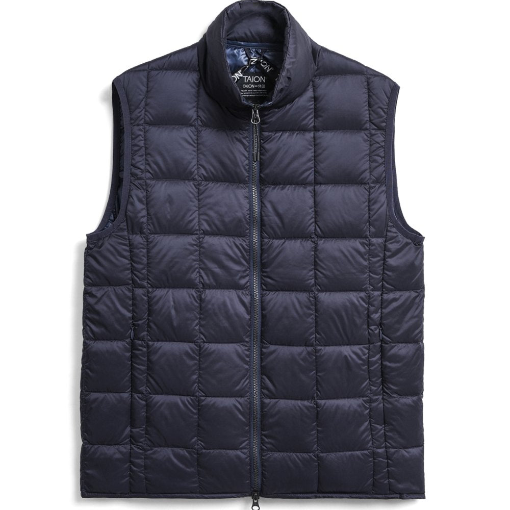 TAION Unisex Basic Hi-Neck W-Zip Down Vest