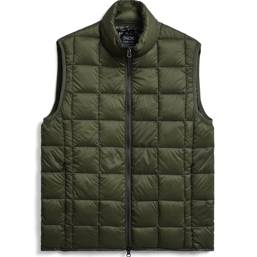 TAION Unisex Basic Hi-Neck W-Zip Down Vest