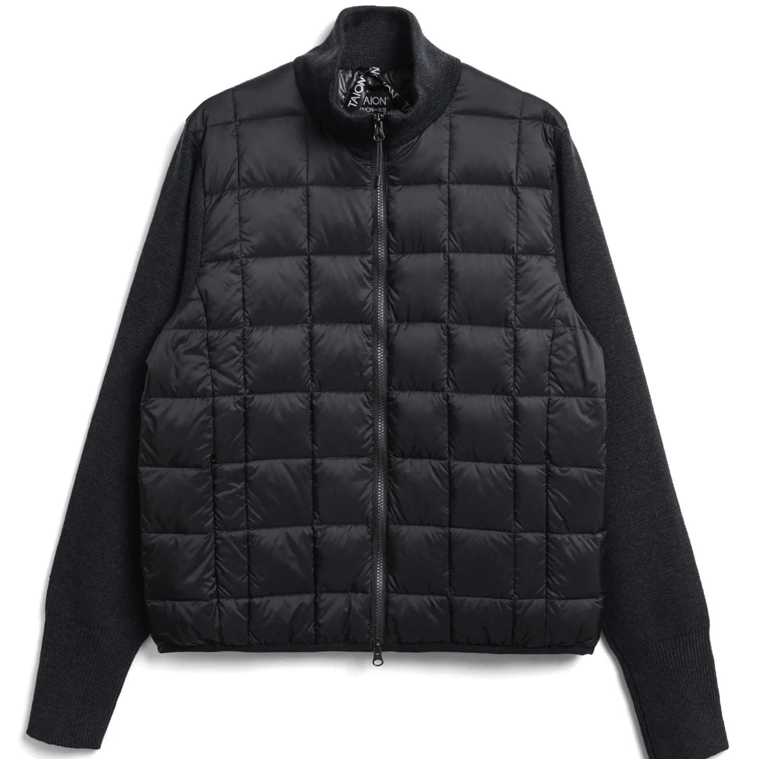 Unisex Basic Hi Neck Down Jacket + Knit Sleeves