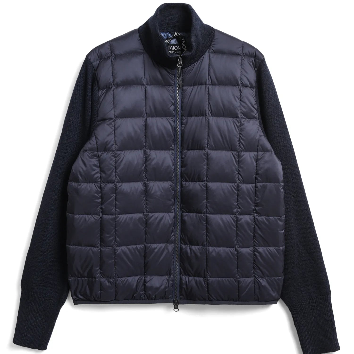 Unisex Basic Hi Neck Down Jacket + Knit Sleeves