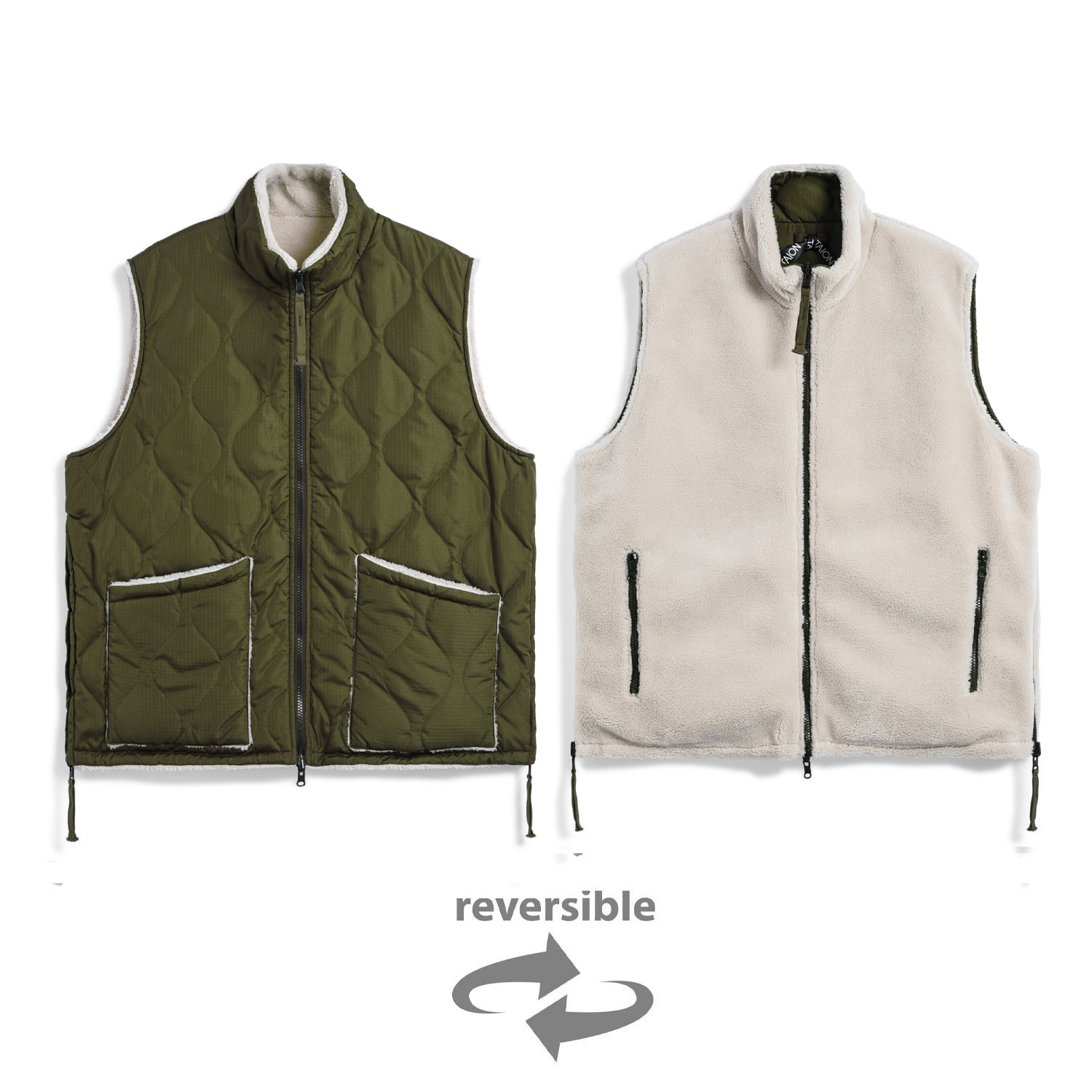 Unisex Military Reversible Hi-Neck Down Vest (Hard Shell)