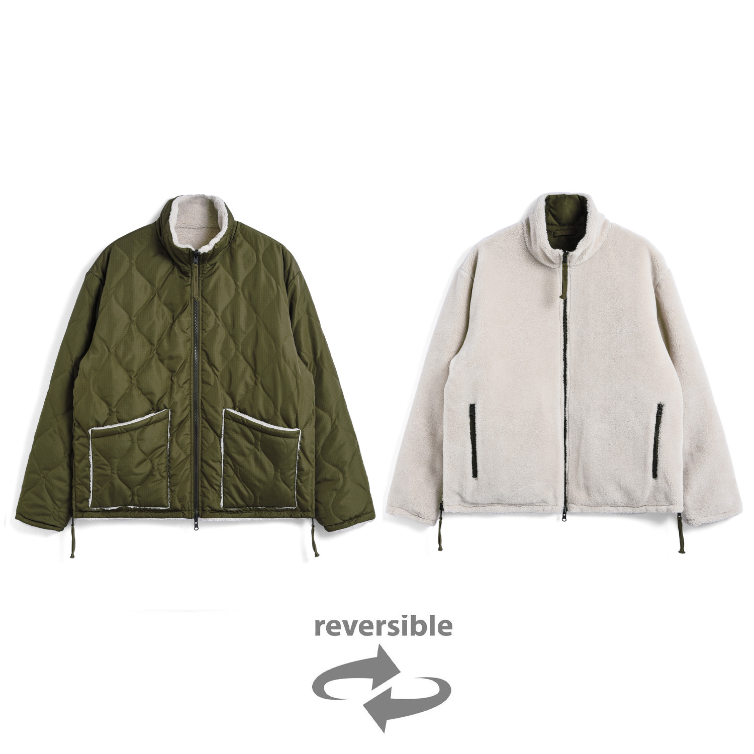 Unisex Military Reversible Hi Neck Down Jacket (Hard Shell)