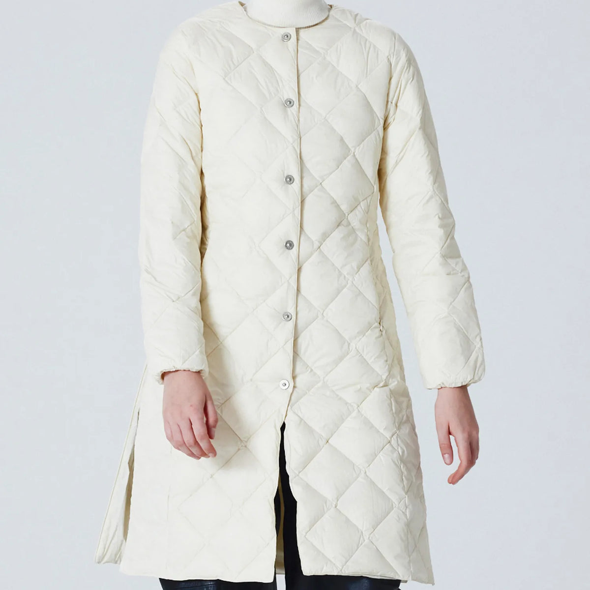 エルエイチピー（LHP）/TAION／タイオン／SINGLE CITY CREW NECK LONG DOWN JACKET City Single Snap Button Crew Neck Long Down Coat – TAION US