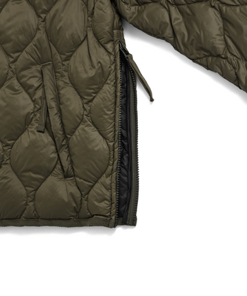 限定値下げ【TAION】taion-m65lszbml-1 D.OLIVE M Unisex Military M65 Liner W-Zip Short Down Jacket (Soft Shell