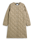 City Single Snap Button Crew Neck Long Down Coat