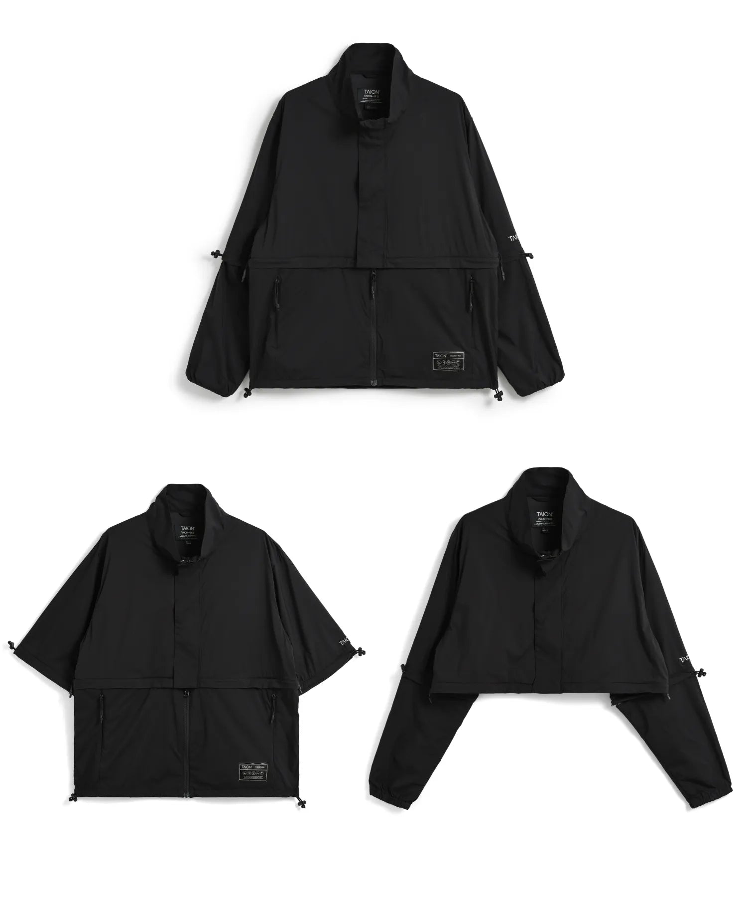 Unisex Basic Sports Hi-Neck W-Zip Detachable Light Jacket