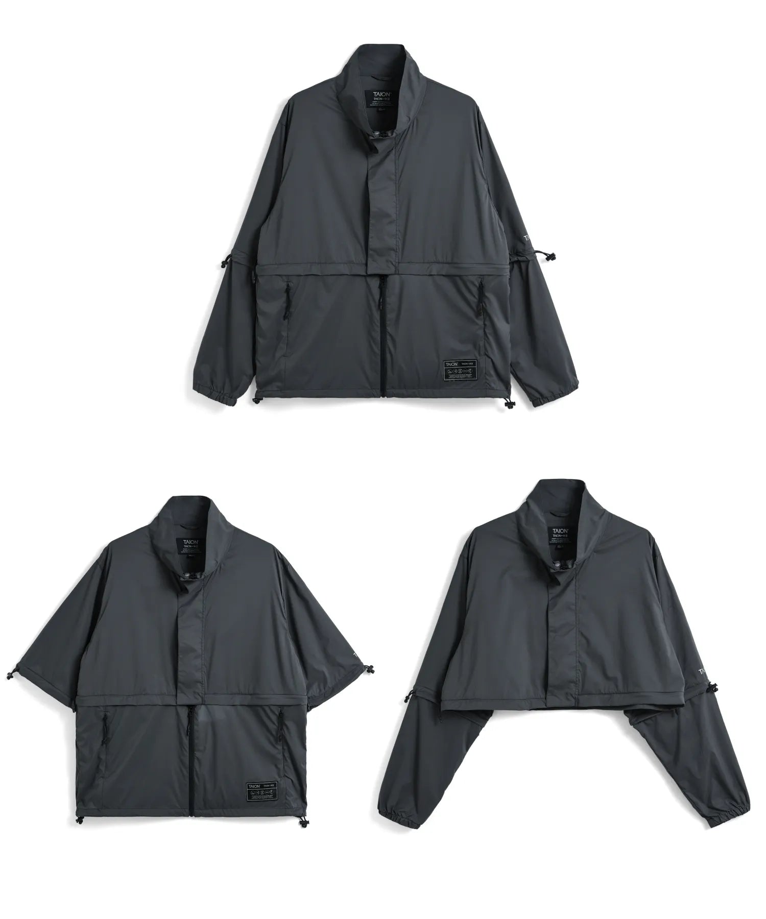 Unisex Basic Sports Hi-Neck W-Zip Detachable Light Jacket