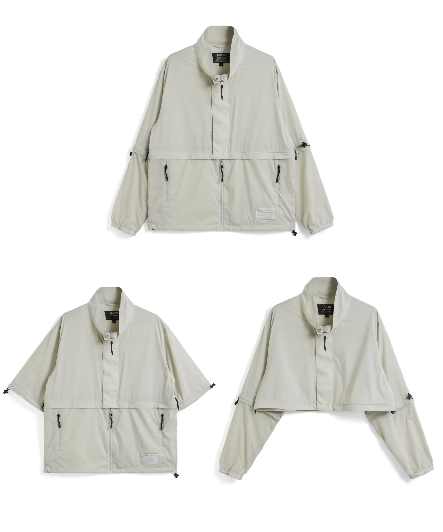 Unisex Basic Sports Hi-Neck W-Zip Detachable Light Jacket