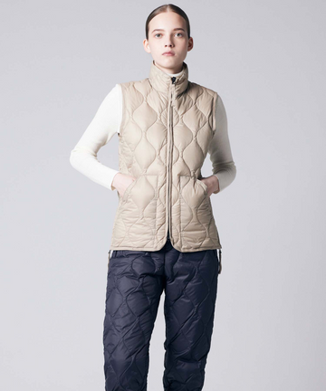 XYZZ TAION × WDS VOLUME DOWN VEST TAION - Military V-Neck W-Zip Down Vest (Soft Shell) - D. Olive