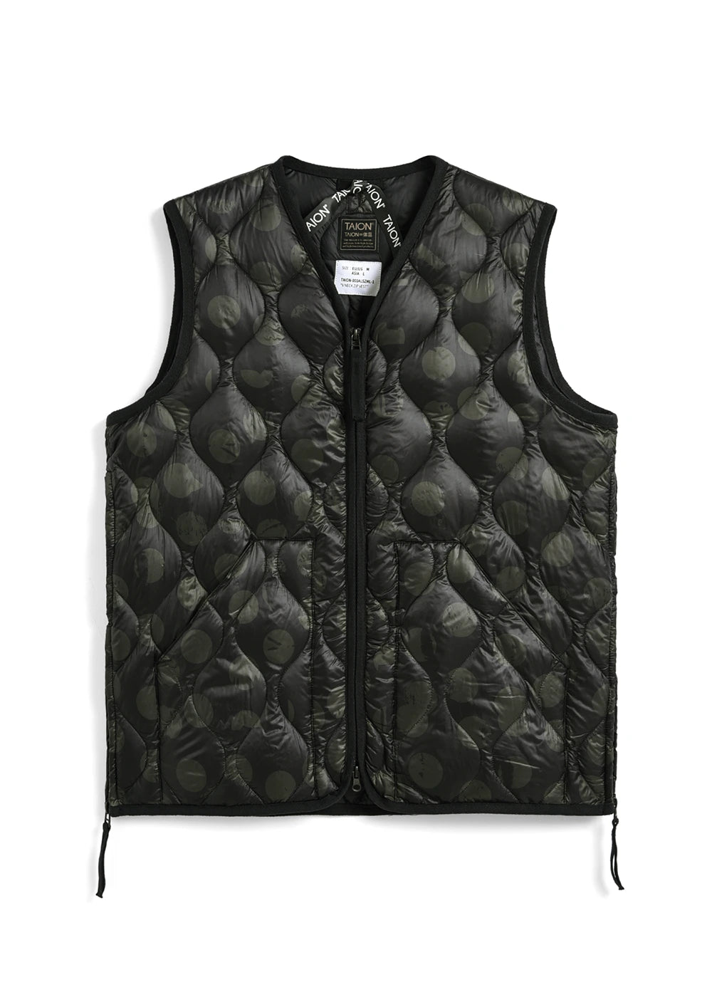 TAION V NECK ZIP VEST ブラック L Unisex Military V-Neck W-Zip Down Vest (Soft Shell) – TAION US