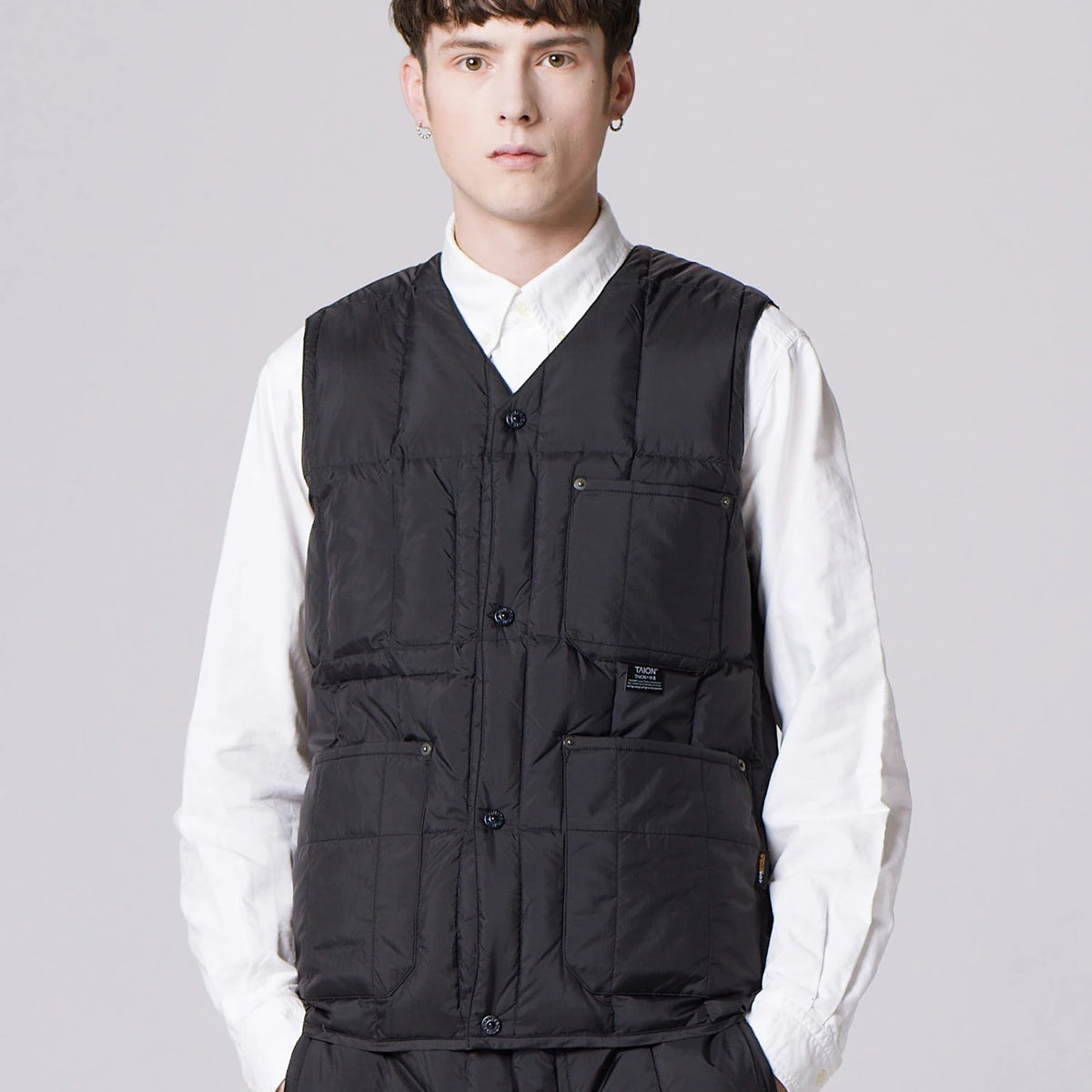 トップス TAION V NECK ZIP VEST Unisex Military V-Neck W-Zip Down Vest (Soft Shell) – TAION US