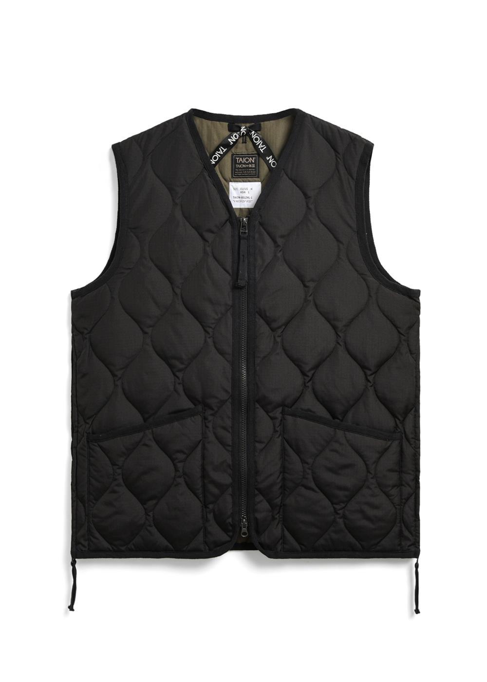 TAION Unisex Military Zip V-Neck Down Vest (Hard Shell)