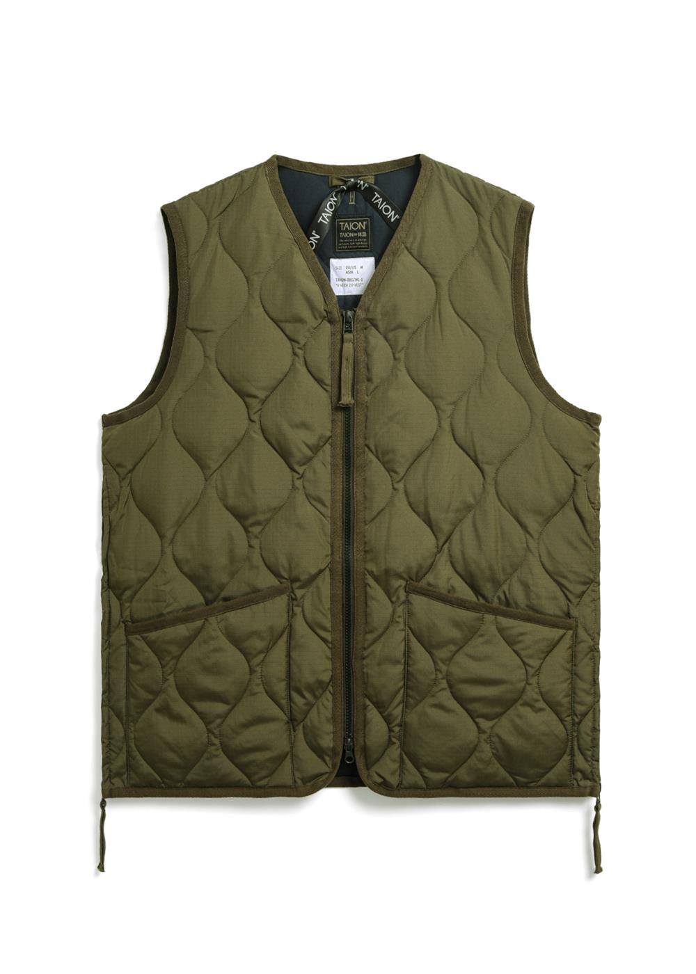 TAION Unisex Military Zip V-Neck Down Vest (Hard Shell)