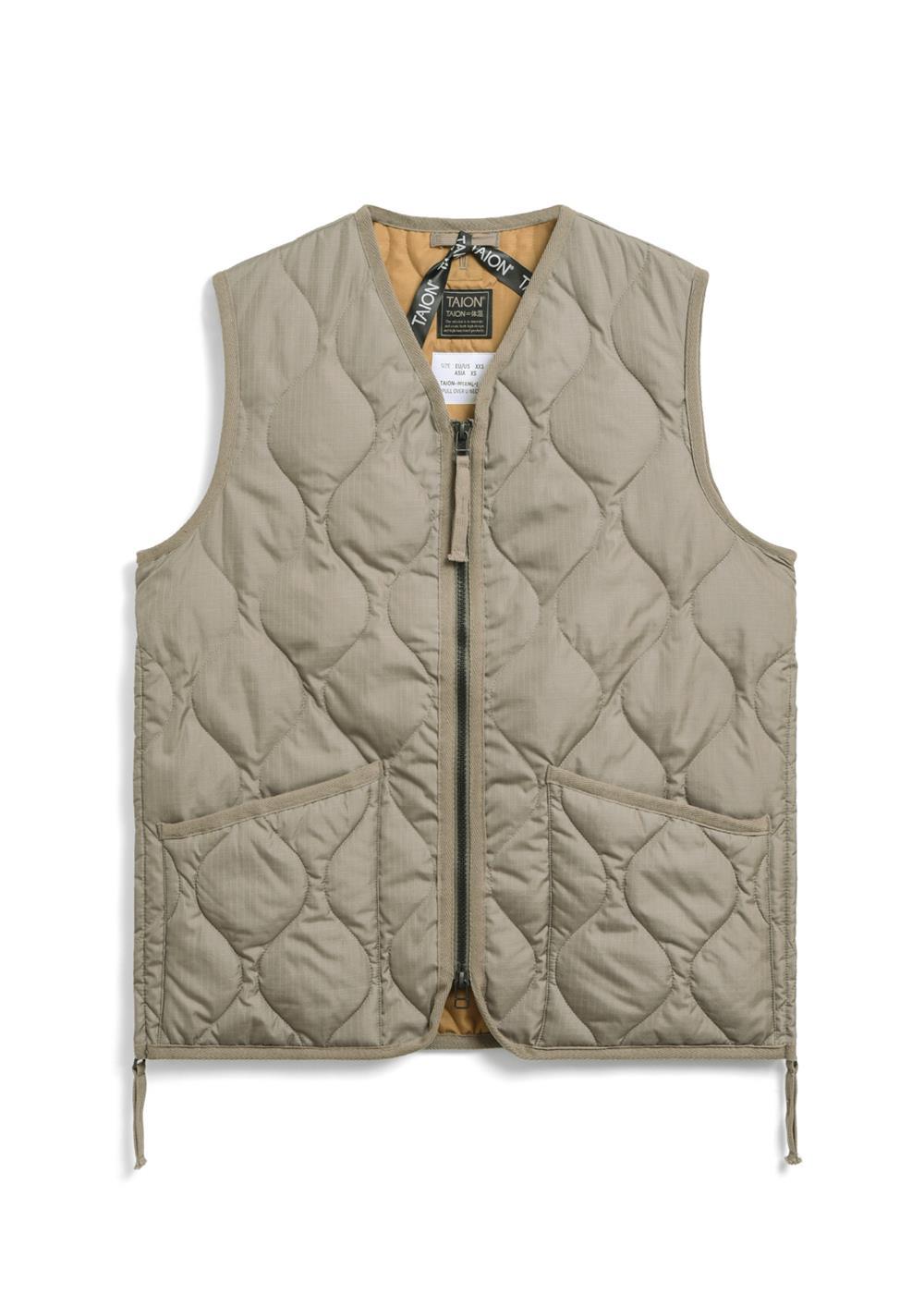 TAION Unisex Military Zip V-Neck Down Vest (Hard Shell)