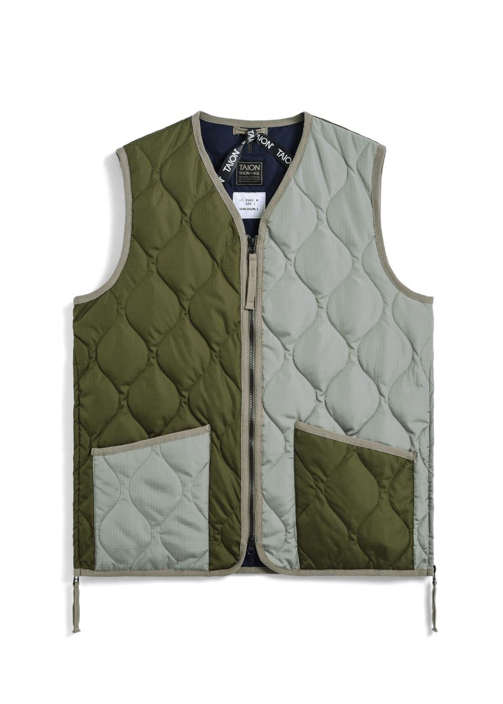 TAION Unisex Military Zip V-Neck Down Vest (Hard Shell)