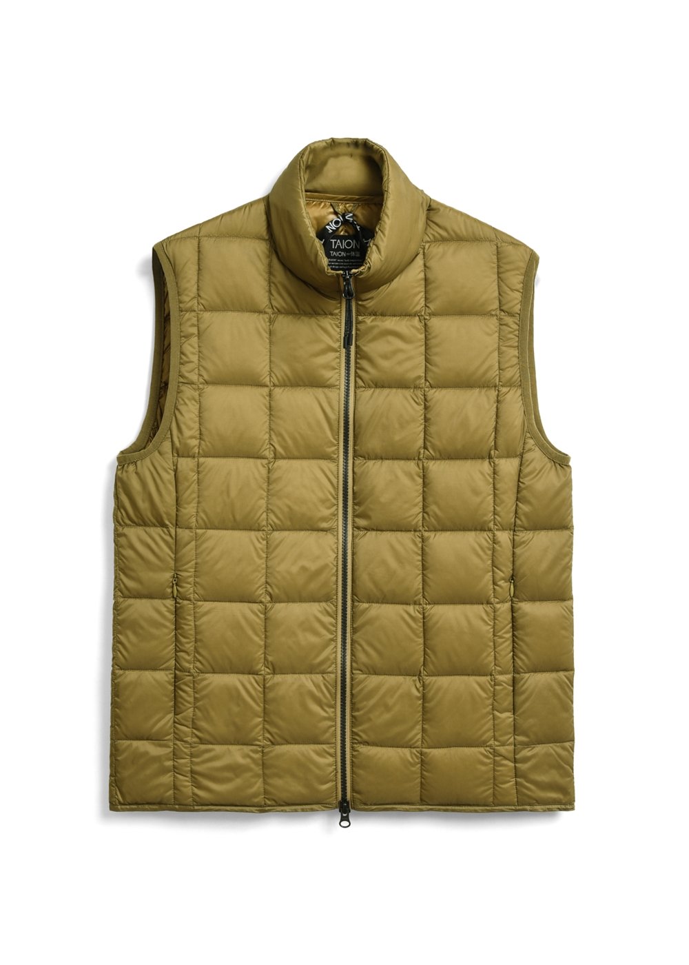 TAION Unisex Basic Hi-Neck W-Zip Down Vest