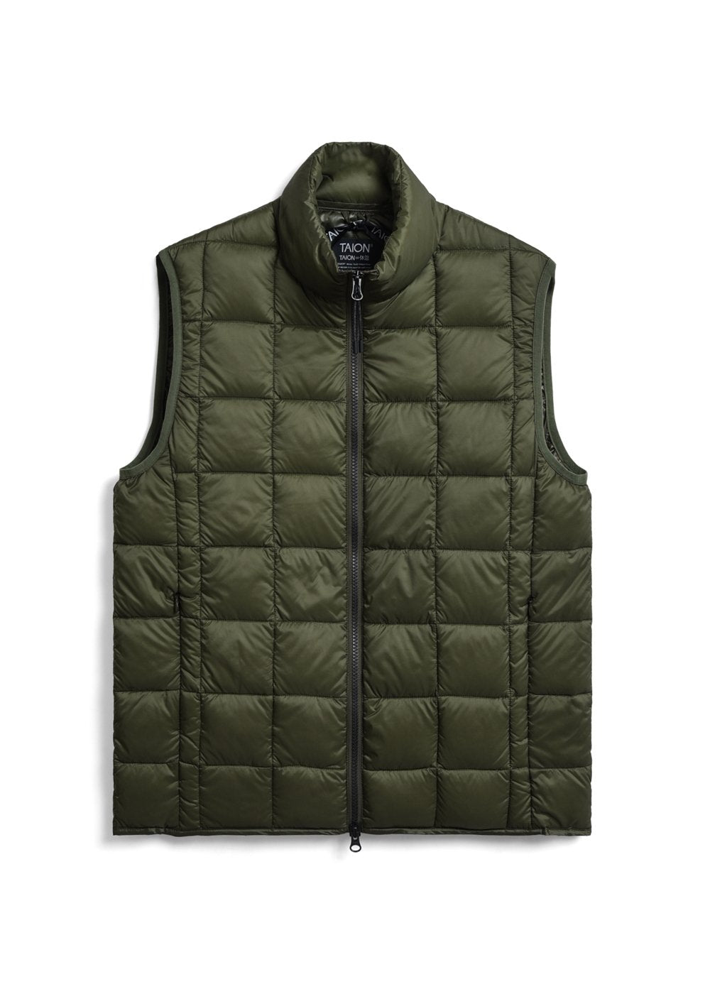 TAION Unisex Basic Hi-Neck W-Zip Down Vest