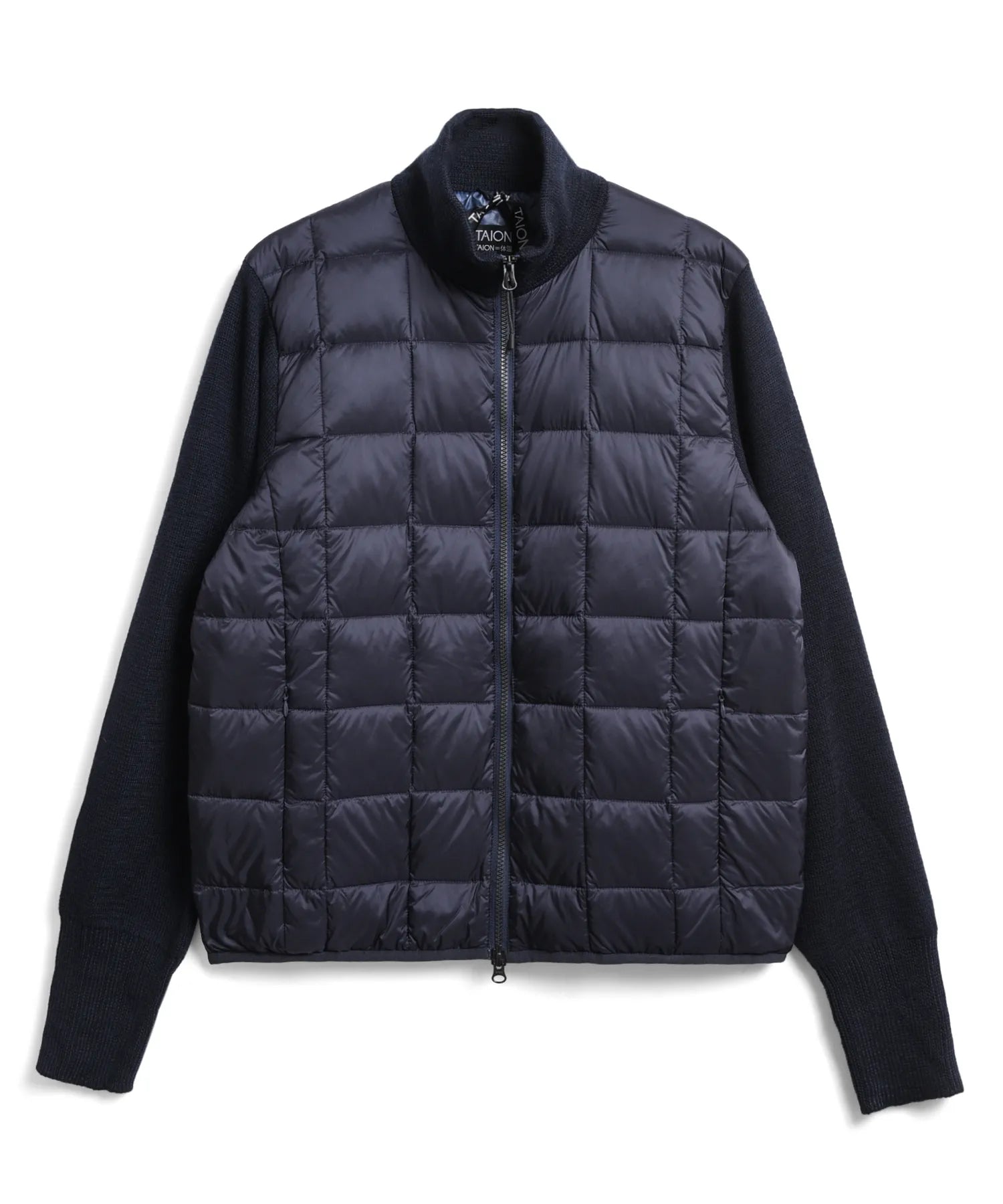 Unisex Basic Hi Neck Down Jacket + Knit Sleeves