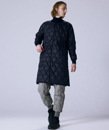 Unisex Military Over Size Crew Neck Long Down Jacket (Soft Shell