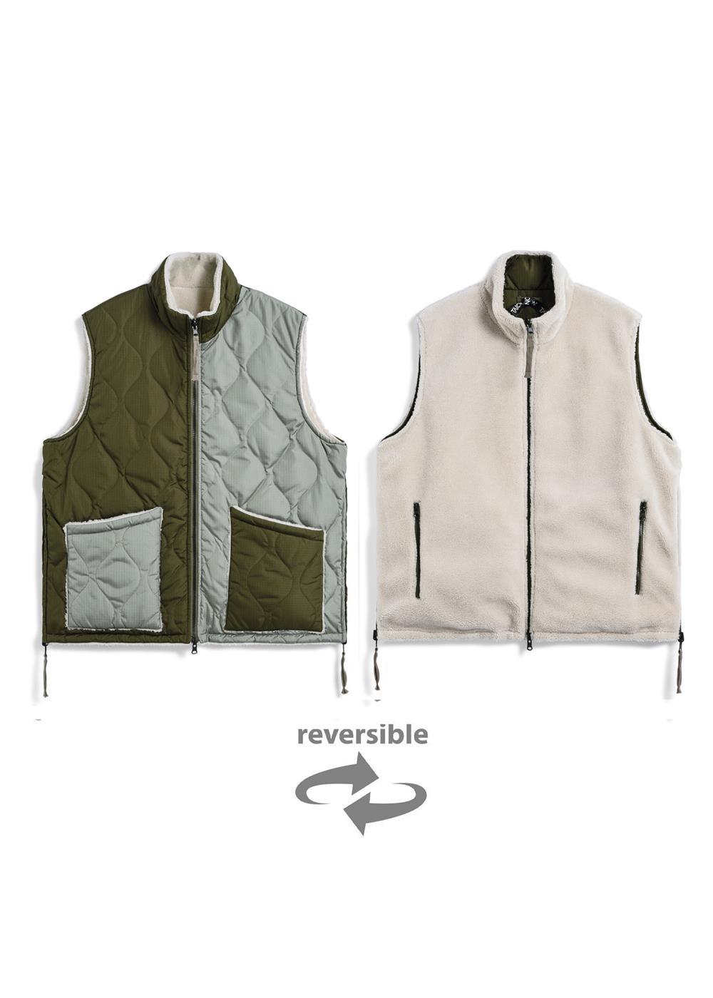 TAION Unisex Military Reversible Hi-Neck Down Vest (Hard Shell)