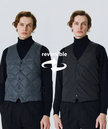 【Ipdgem】dot button gilet Reversible Single Snap Button Down Gilet – TAION US
