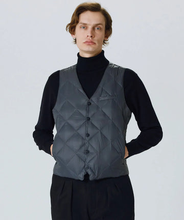 【Ipdgem】dot button gilet Reversible Single Snap Button Down Gilet – TAION US