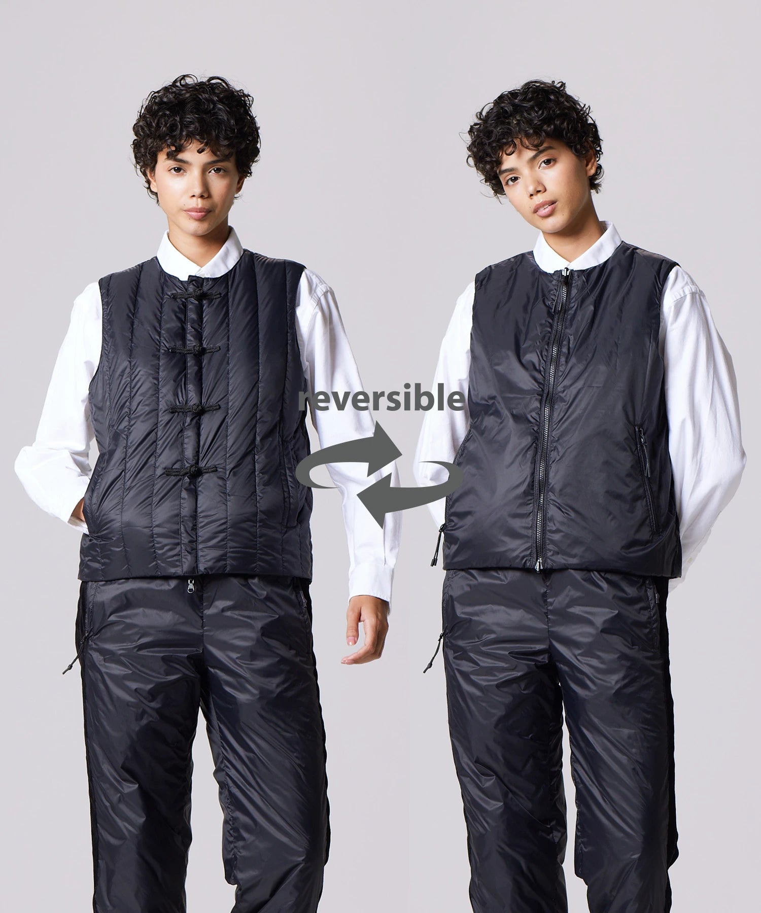 TAION Unisex JPSP Reversible China Button Inner Down Vest