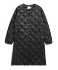 City Single Snap Button Crew Neck Long Down Coat