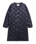 City Single Snap Button Crew Neck Long Down Coat