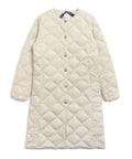 City Single Snap Button Crew Neck Long Down Coat